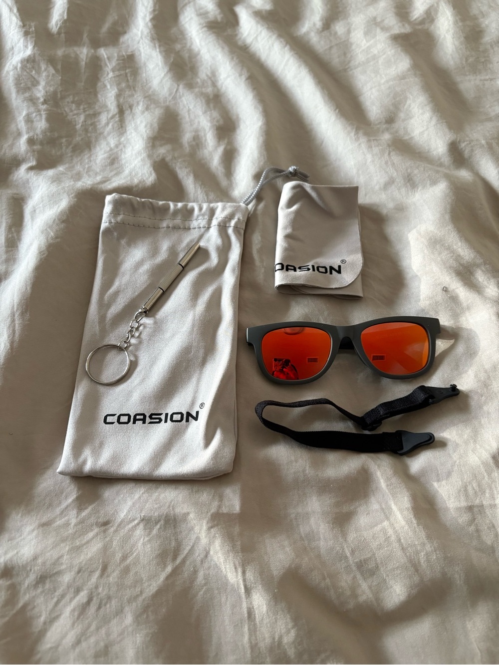 Men's Matte Black Sunglasses with Orange Mirror Lenses